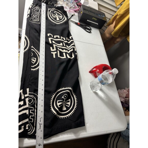 Ashro Skirt Women Black Tribal Midi A-Line Drawstring Rayon Mid Rise XL - Picture 11 of 14